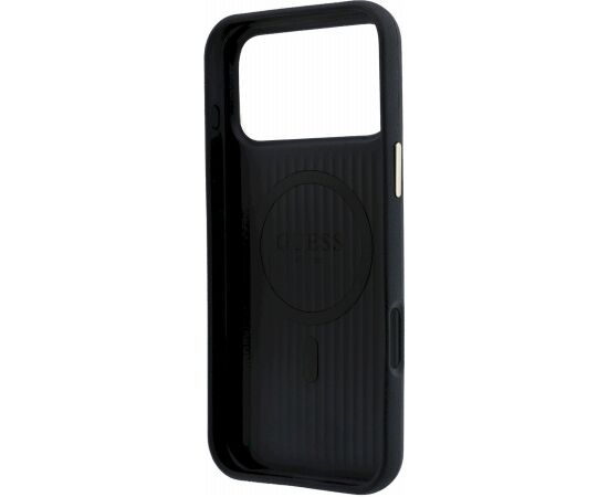 Guess PU Semi Wrap Perforated 4G Logo MagSafe Case Aizsargapvalks priekš iPhone 18 Pro Max / melns Neoriģinālie Maciņi