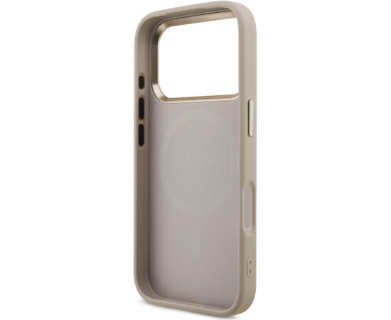 Guess PU Leather 4G Strass Triangle Logo Gold Frame MagSafe Case Aizsargapvalks priekš iPhone 18 Pro / rozā Neoriģinālie Maciņi