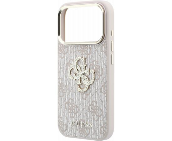 Guess PU 4G Strass Metal Logo Case Aizsargapvalks priekš iPhone 18 Pro / rozā Neoriģinālie Maciņi