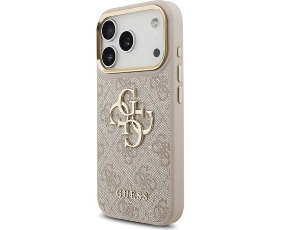 Guess PU Leather 4G Metal Logo Gold Frame Case Aizsargapvalks priekš iPhone 18 Pro / rozā Neoriģinālie Maciņi
