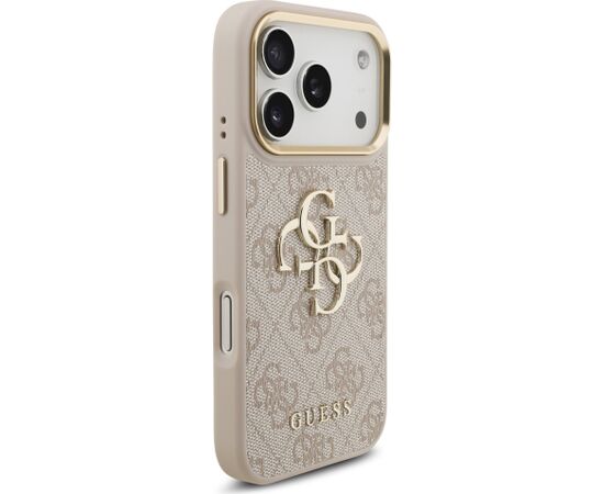 Guess PU Leather 4G Metal Logo Gold Frame Case Aizsargapvalks priekš iPhone 18 Pro / rozā Neoriģinālie Maciņi