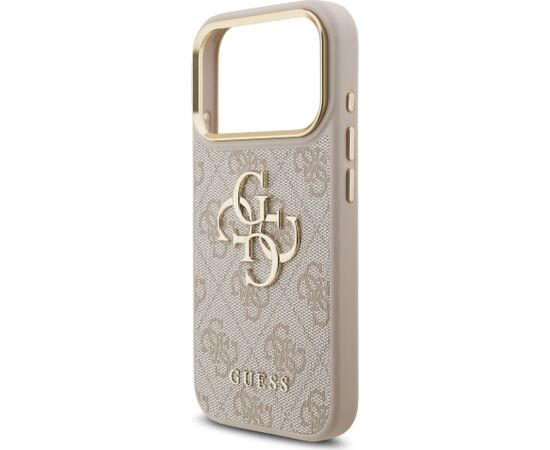 Guess PU Leather 4G Metal Logo Gold Frame Case Aizsargapvalks priekš iPhone 18 Pro / rozā Neoriģinālie Maciņi