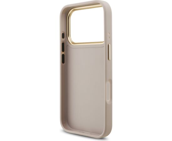 Guess PU Leather 4G Metal Logo Gold Frame Case Aizsargapvalks priekš iPhone 18 Pro / rozā Neoriģinālie Maciņi