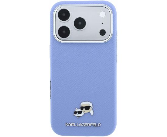 Karl Lagerfeld PU Grained Semi Wrap K&CH Heads Magsafe Case Aizsargapvalks priekš iPhone 18 Pro Max / zils Neoriģinālie Maciņi