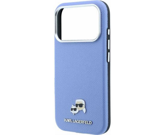Karl Lagerfeld PU Grained Semi Wrap K&CH Heads Magsafe Case Aizsargapvalks priekš iPhone 18 Pro Max / zils Neoriģinālie Maciņi