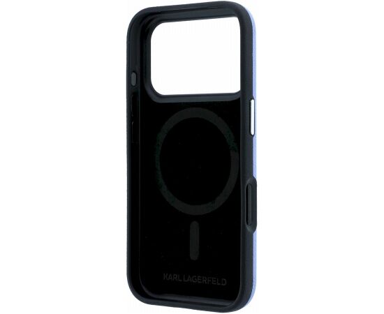 Karl Lagerfeld PU Grained Semi Wrap K&CH Heads Magsafe Case Aizsargapvalks priekš iPhone 18 Pro Max / zils Neoriģinālie Maciņi