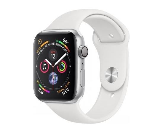 Apple Watch Series 4 GPS, 44mm Silver Aluminum Case with White Sport Band