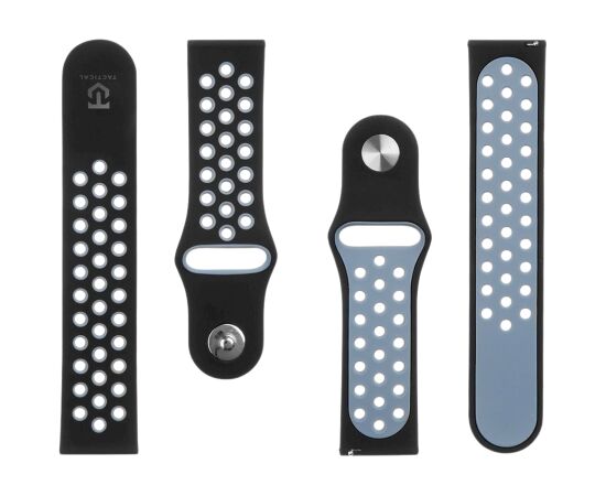 Tactical 267 Double Silicone Band Ремешок для часов 22mm / чёрный/серый Smart pūlksteņu aksesuāri