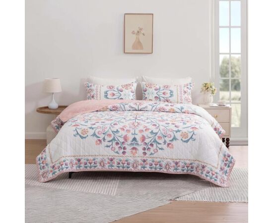 Bedspread with pillowcases VERONA 220x220cm 1pc, 50x75cm 2pcs, light pink Новинки Для дома и сада 