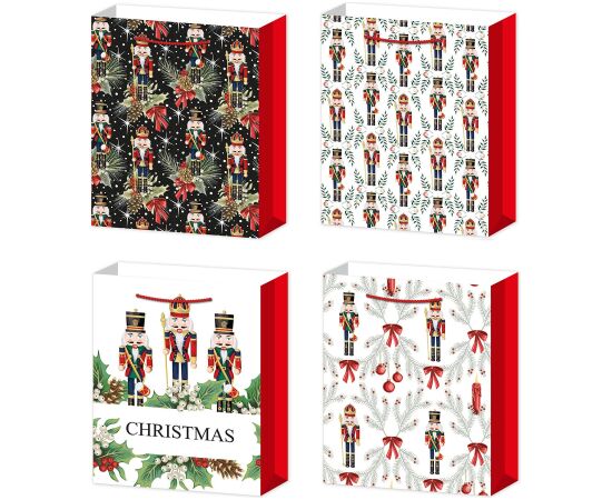 Gift bag XMAS NUTCRACKER M, 26x32x10cm, mix Подарочные пакеты