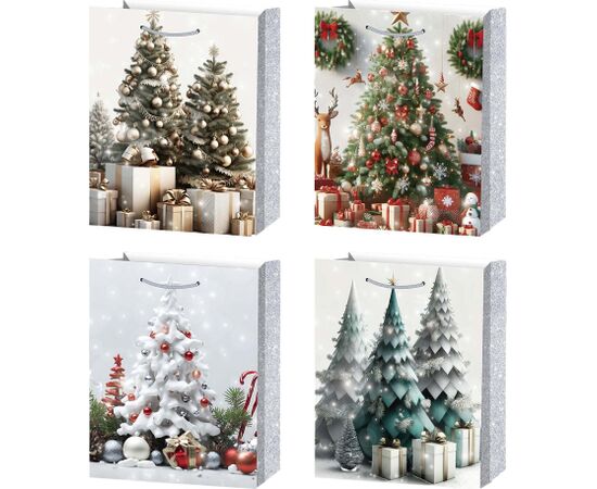 Gift bag XMAS TREE M, 26x32x10cm, mix Подарочные пакеты