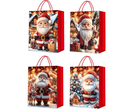 Gift bag FUN SANTA XS, 12x14x6cm, mix Подарочные пакеты