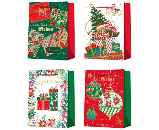 Gift bag BAUBLE L, 31x42x12cm, mix Подарочные пакеты