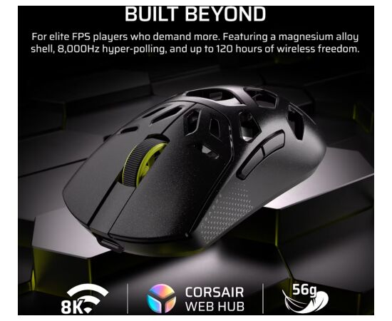 Corsair SABRE V2 PRO Gaming Mouse Wireless/Wired 2.4GHz, Bluetooth, USB-C Black Мыши