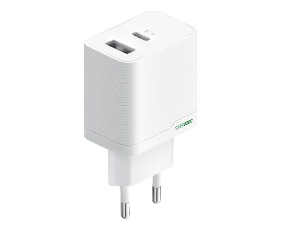 OPPO SUPERVOOC 45W Dual-Port Charger, OSAB4CB4AE, White Charger Data USB kabeļi