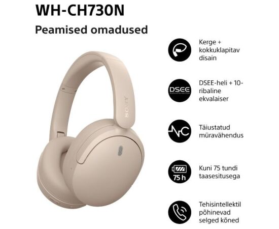 Sony wireless headset WH-CH730N, beige Jaunumi - Audio-Video