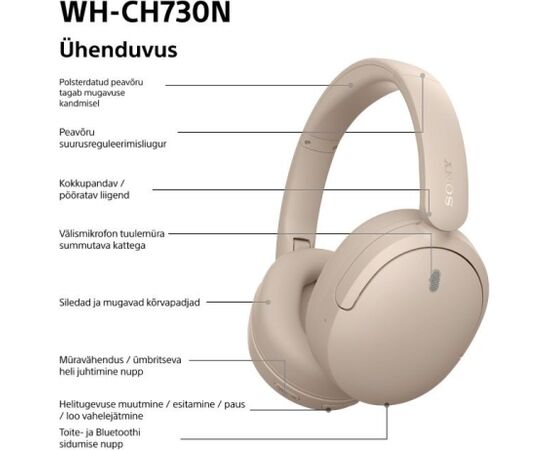 Sony wireless headset WH-CH730N, beige Jaunumi - Audio-Video