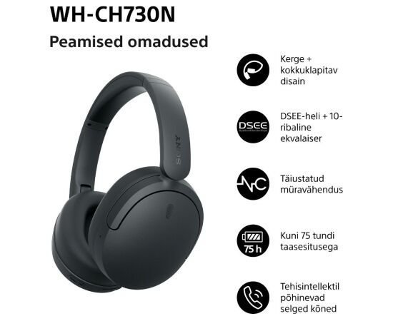Sony wireless headset WH-CH730N, black Jaunumi - Audio-Video