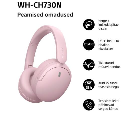 Sony wireless headset WH-CH730N, pink Jaunumi - Audio-Video