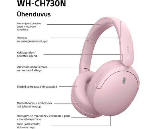 Sony wireless headset WH-CH730N, pink Jaunumi - Audio-Video