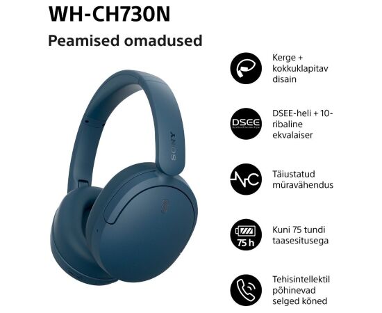 Sony wireless headset WH-CH730N, blue Jaunumi - Audio-Video