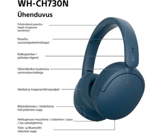 Sony wireless headset WH-CH730N, blue Jaunumi - Audio-Video