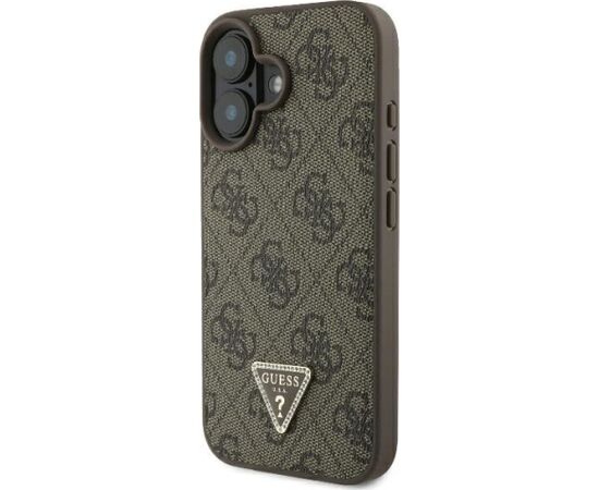 Guess Leather 4G Triangle Strass Aizsargapvalks Priekš Apple iPhone 16 Neoriģinālie Maciņi