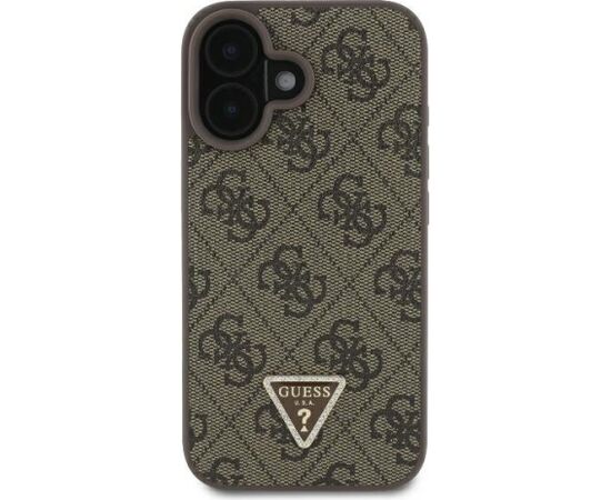 Guess Leather 4G Triangle Strass Aizsargapvalks Priekš Apple iPhone 16 Neoriģinālie Maciņi