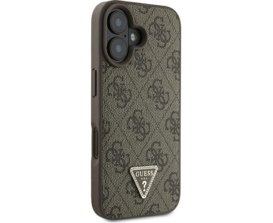 Guess Leather 4G Triangle Strass Aizsargapvalks Priekš Apple iPhone 16 Neoriģinālie Maciņi