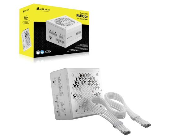 Corsair RM850e (3rd Gen) White (white, 1x 12-pin high power GPU, 3x PCIe, cable management, 850 watts) Datoru barošanas bloki