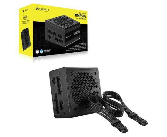 Corsair RM850e (3rd Gen) (black, 1x 12-pin high power GPU, 3x PCIe, cable management, 850 watts) Datoru barošanas bloki