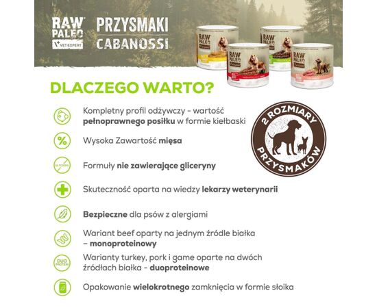 VetExpert Raw Paleo Cabanossi beef medium large 100g Suņu barība