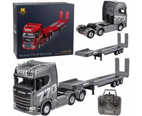 Huina 1:18 Scale Silver Remote-Controlled Scania 770S Truck with Trailer Радиоуправляемые Игрушки