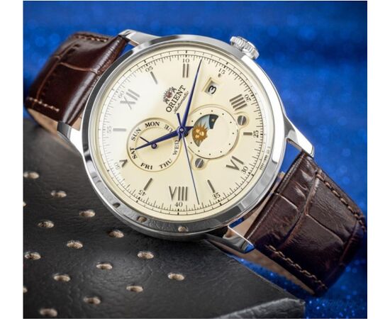 Orient Classic Bambino 2nd Generation Version9 Sun & Moon Automatic RA-AK0803Y30B Rokas pulksteņi 