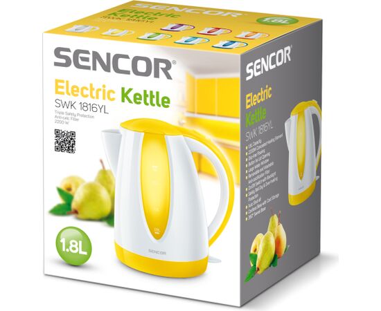 Water kettle Sencor, white/yellow Tējkannas (elektriskās)