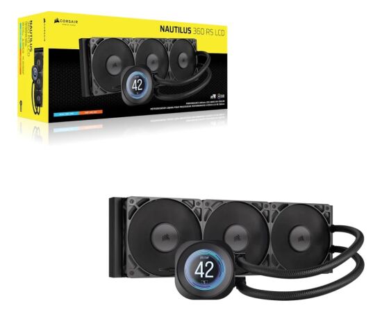 Corsair Nautilus 360 RS Processor All-in-one liquid cooler 12 cm Black Procesoru dzesēšana