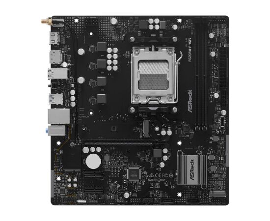 Mainboard ASROCK AMD A620A Socket AM5 micro ATX RAM DDR5-SDRAM 2xSlots Wi-Fi Yes Bluetooth Yes 1xNumber of M.2 (M) slots A620AM-PWIFI Mātes plates