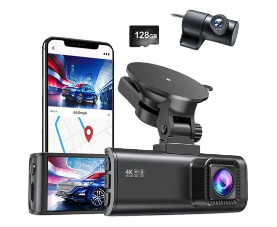 REDTIGER F7NP WiFi 4K + 1080p 128GB Dash Cam Video reģistratori