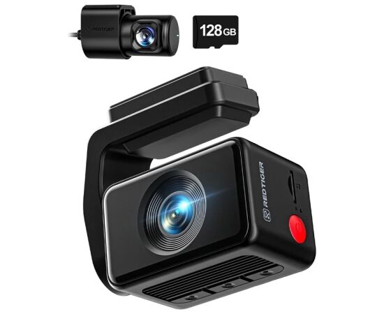 REDTIGER F4 Pro WiFi 4K + 1080p 128GB Dash Cam Video reģistratori
