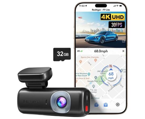 REDTIGER F9 Lite 4K 32GB Dash Cam Video reģistratori