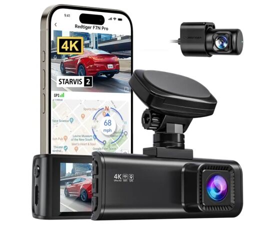REDTIGER F7N Pro WiFi 4K + 1080p Dash Cam Video reģistratori