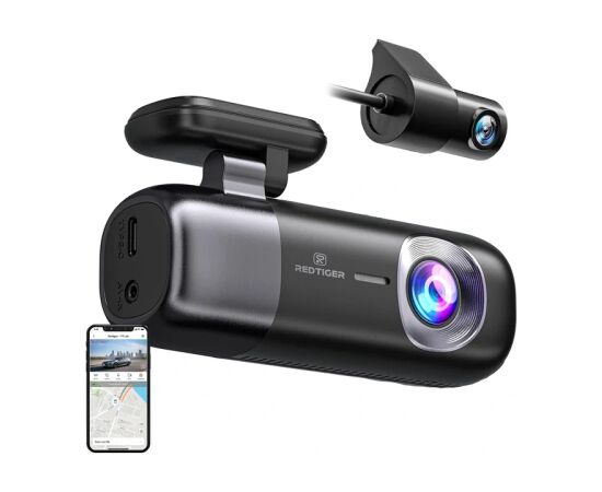 REDTIGER F9 WiFi 4K + 1080p Dash Cam Video reģistratori