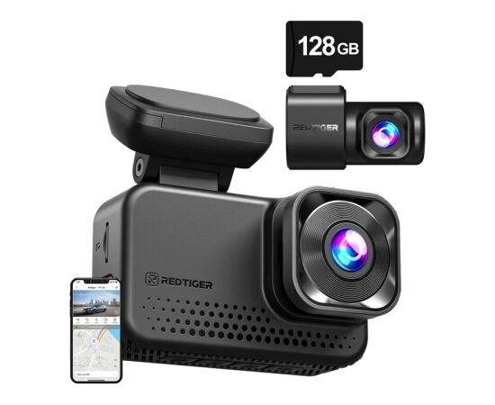 REDTIGER VC70 Wi-Fi 4K + 2.5K 128GB Dash Cam Video reģistratori