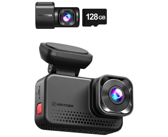 REDTIGER VC70 Wi-Fi 4K + 2.5K 128GB Dash Cam Video reģistratori