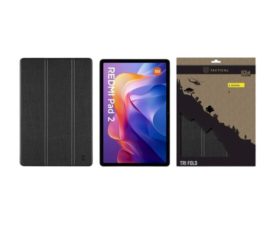 Tactical Book Tri Fold Case Planšetdatoru maciņš priekš Xiaomi Redmi Pad 2 11" / melns Maki Planšetdatoriem