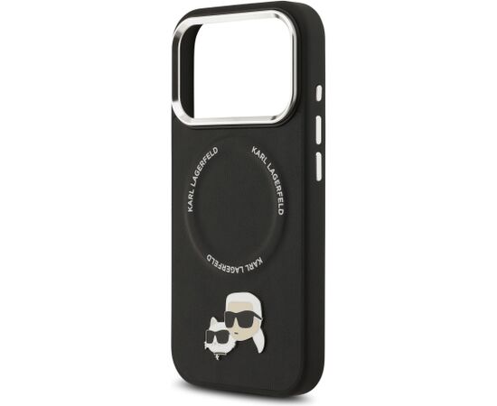 Karl Lagerfeld PU Karl and Choupette Heads Pins MagSafe Case Aizsargapvalks priekš iPhone 17 Pro Max / melns Neoriģinālie Maciņi