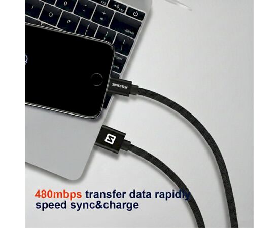 Swissten Textile USB / USB-C Провод 0.5m Черный Дата USB-кабели