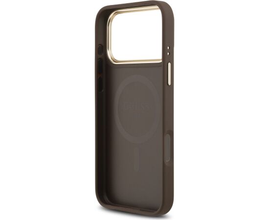 Guess PU Leather 4G Gold Frame MagSafe Case Чехол для Apple iPhone 17 Pro Max Чехлы - альтернативные