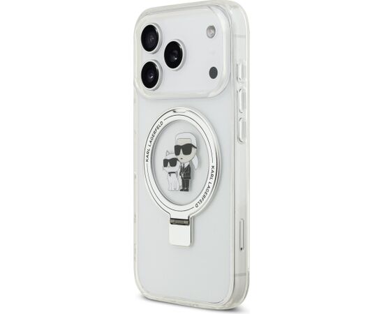 Karl Lagerfeld Ringstand Karl and Choupette MagSafe Case Aizsargapvalks priekš Apple iPhone 17 Pro Neoriģinālie Maciņi