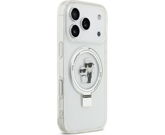 Karl Lagerfeld Ringstand Karl and Choupette MagSafe Case Aizsargapvalks priekš Apple iPhone 17 Pro Neoriģinālie Maciņi